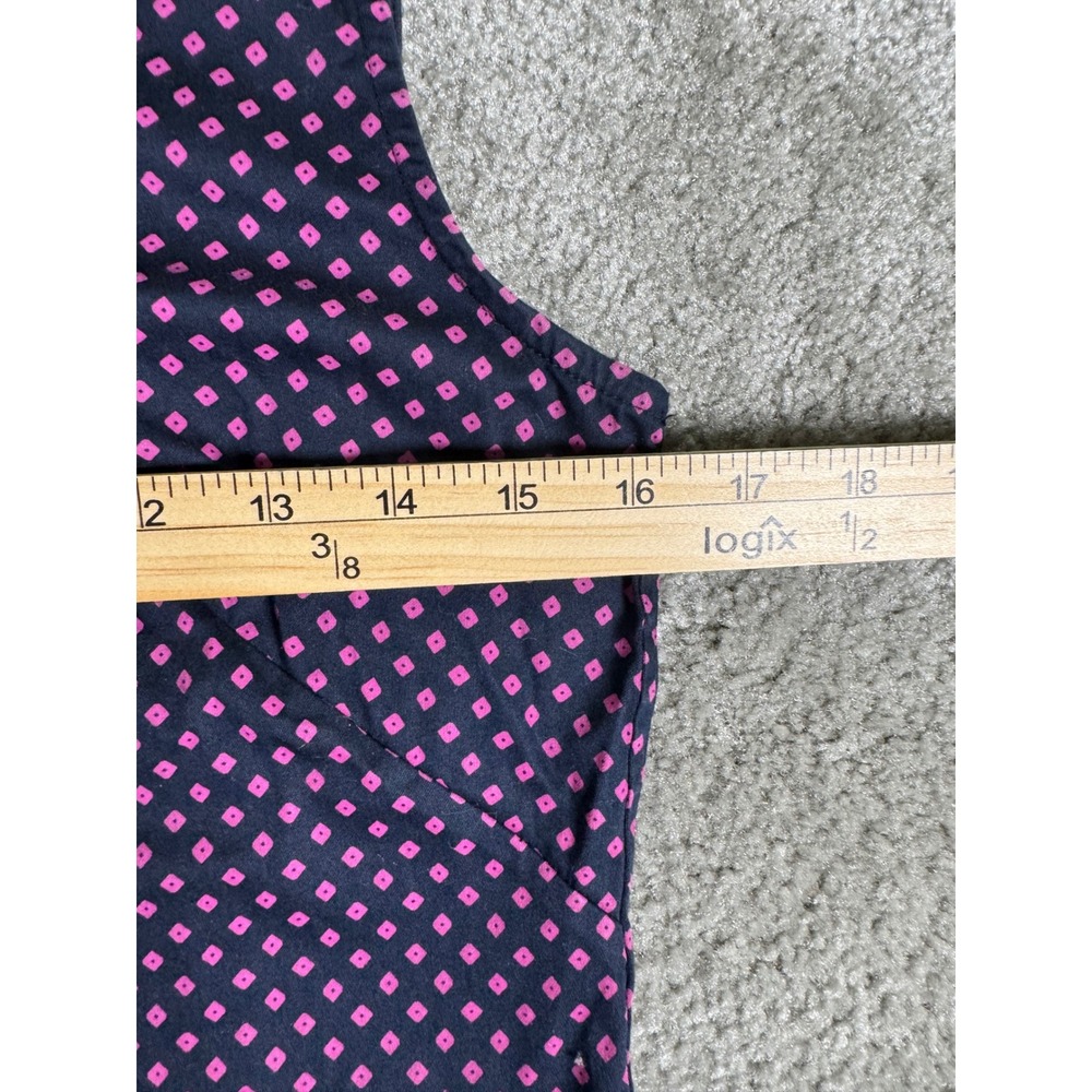 Banana Republic Navy Pink Geometric Non-Iron Sleeveless Button Down Shirt 6 - Picture 3 of 7